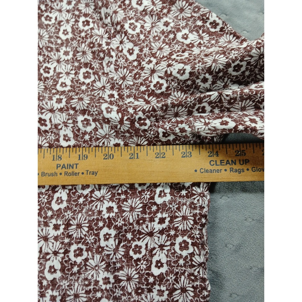Tasso Elba Mens XL Brown White Floral Linen Long Sleeve Button Up Shirt - Picture 3 of 6